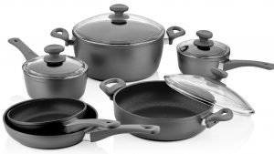 Saflon Titanium Nonstick 10 Piece Cookware Set Forged Aluminum with PFOA Free Scratch Resistant Coating from England, Dishwasher Safe